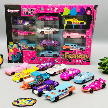 10Pcs Barbie Mini Diecast Inertial Cars Set